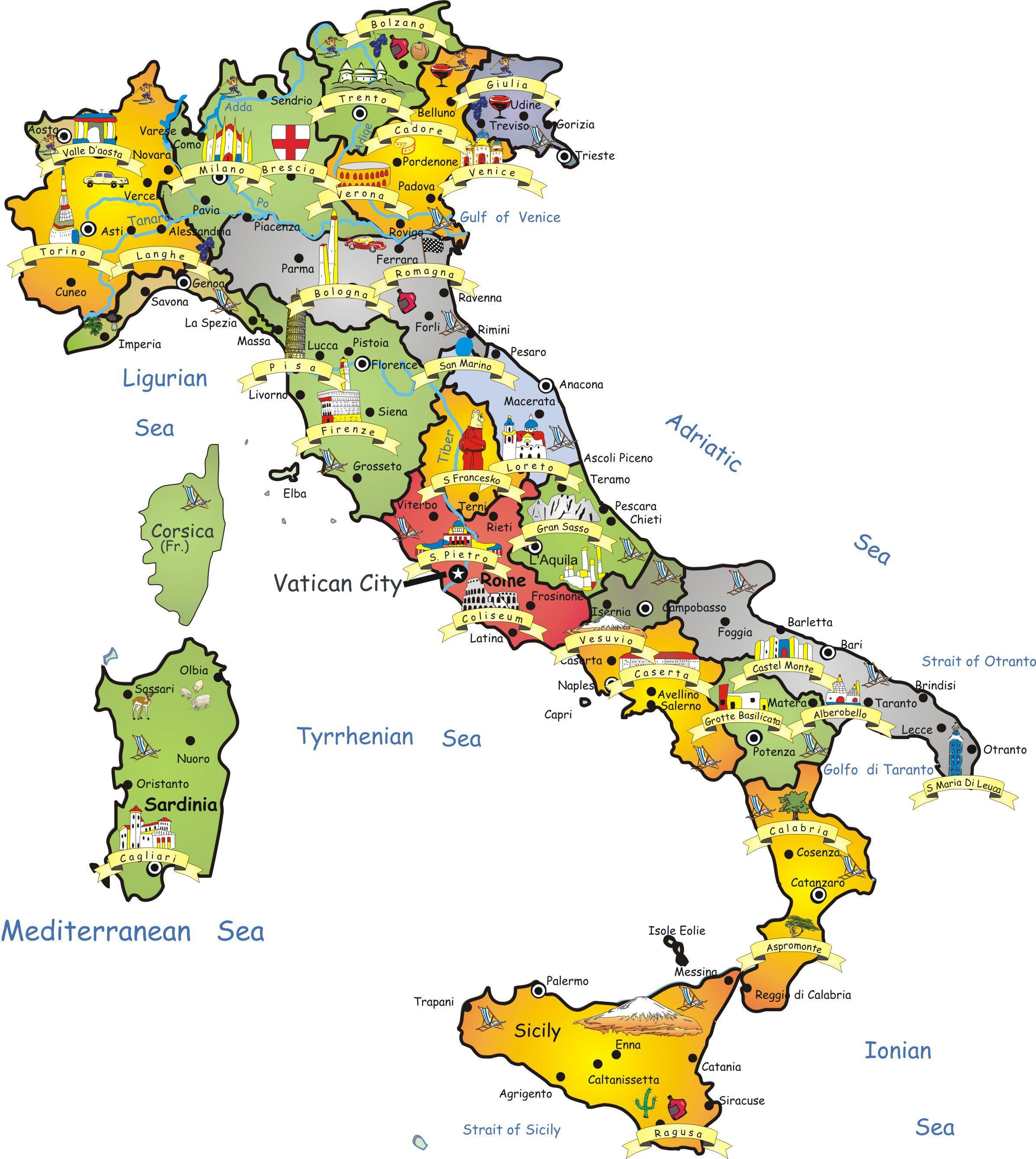 اسم يطوى حبر  إيطاليا خريطة سياحية - إيطاليا خريطة السياحة (جنوب أوروبا - أوروبا)