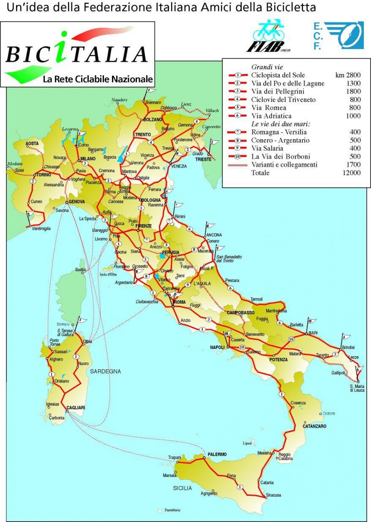 خريطة إيطاليا الدراجة