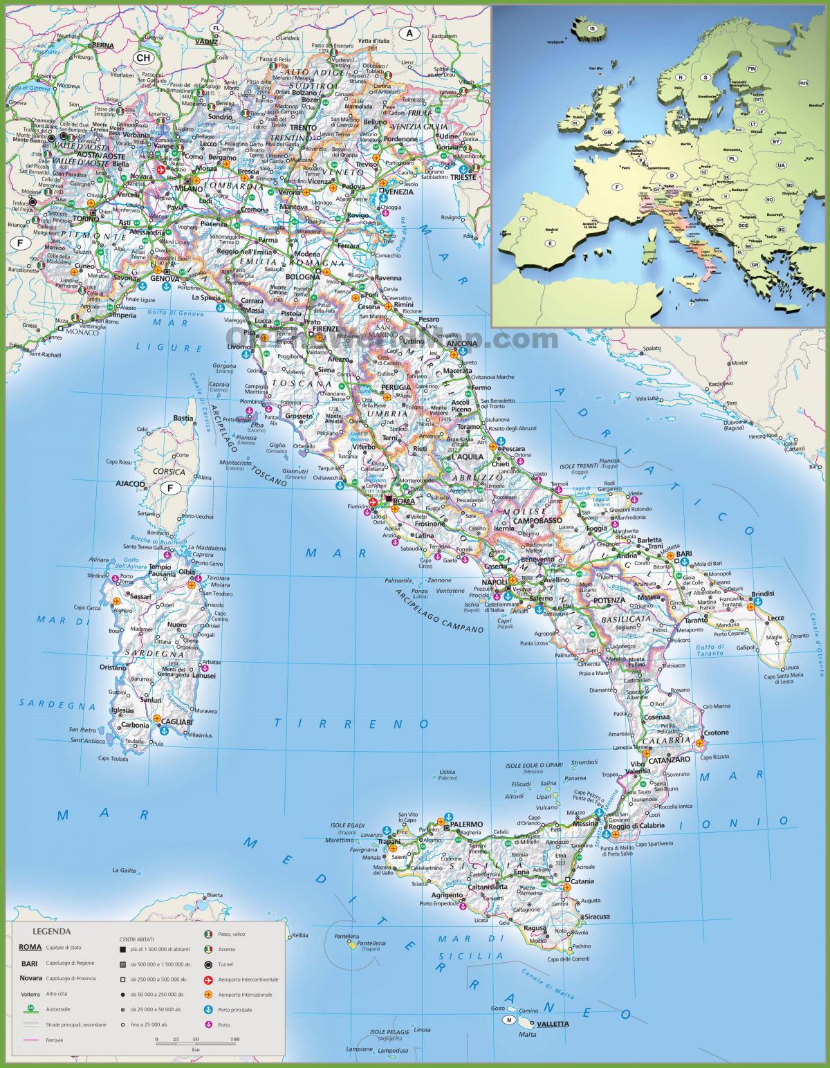 خريطة إيطاليا النقل