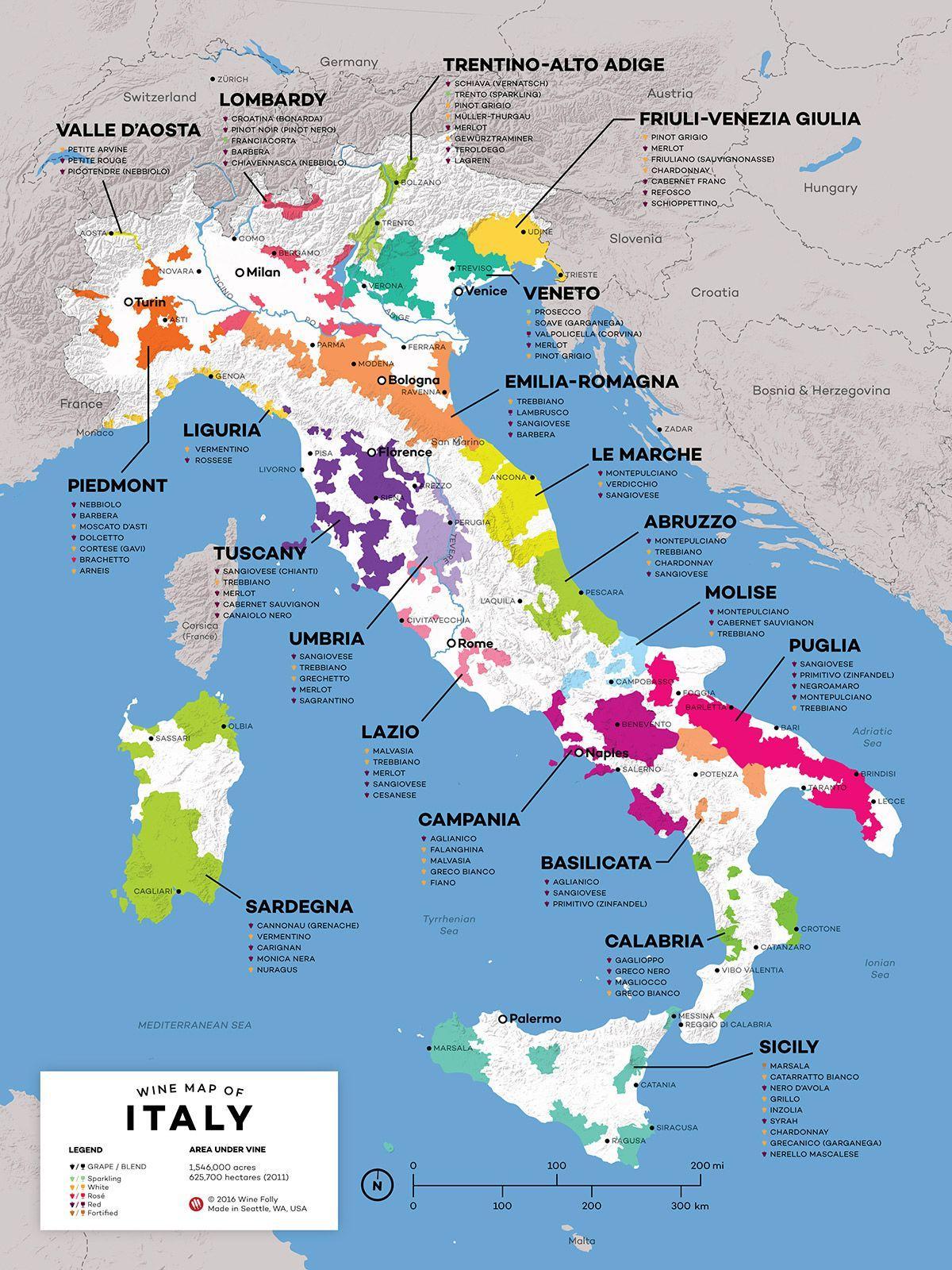 إيطاليا النبيذ خريطة
