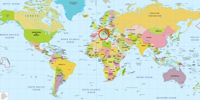 إيطاليا الموقع على خريطة العالم ، 